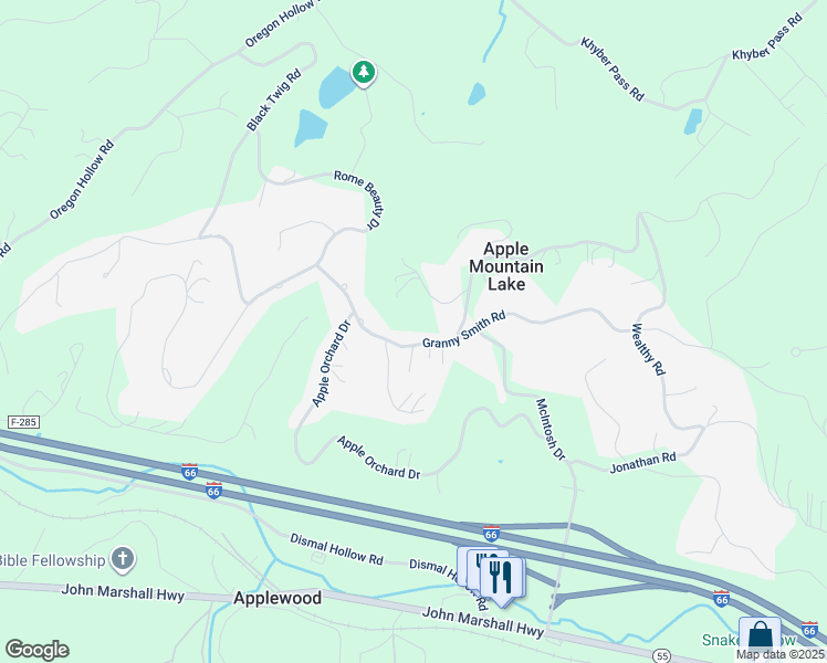 map of restaurants, bars, coffee shops, grocery stores, and more near 241 Granny Smith Road in Linden