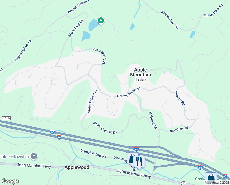 map of restaurants, bars, coffee shops, grocery stores, and more near 241 Granny Smith Road in Linden
