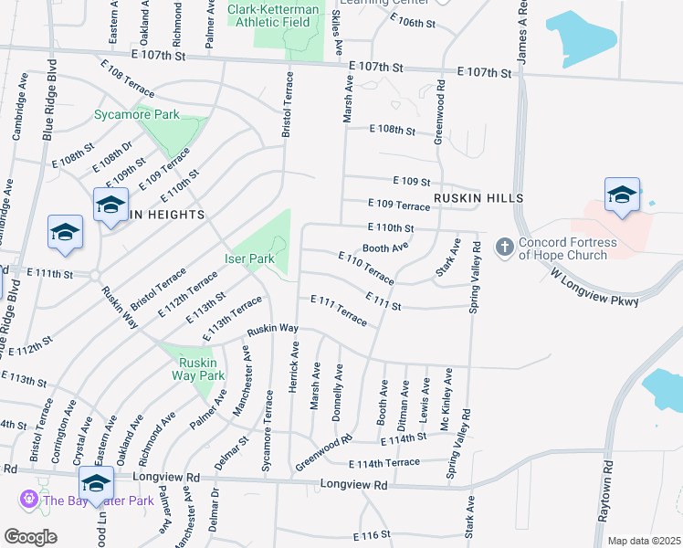 map of restaurants, bars, coffee shops, grocery stores, and more near 8402 East 111 Street in Kansas City