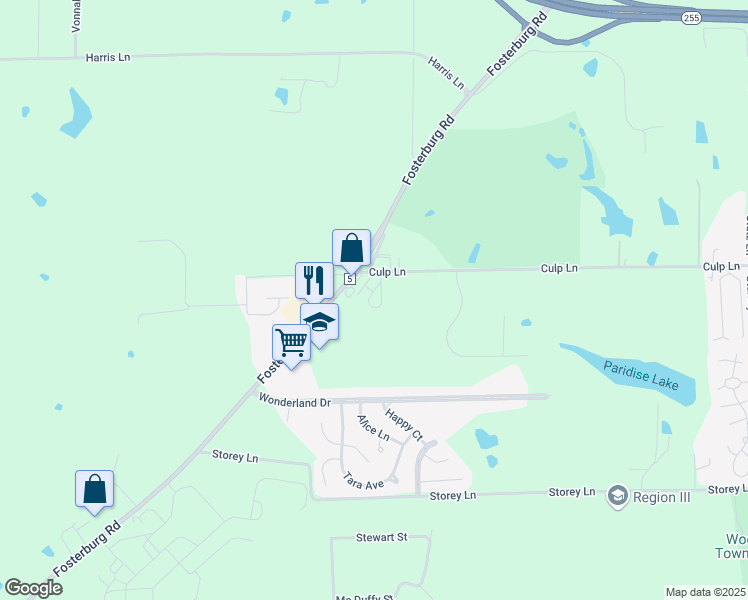 map of restaurants, bars, coffee shops, grocery stores, and more near 20 River Reach Court in Alton