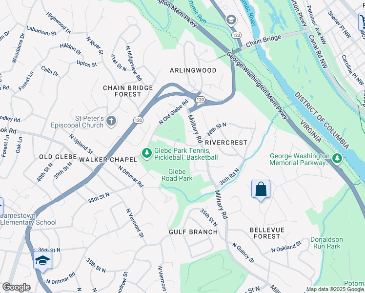 map of restaurants, bars, coffee shops, grocery stores, and more near 3806 North Stafford Street in Arlington