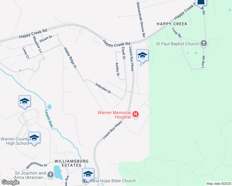 map of restaurants, bars, coffee shops, grocery stores, and more near 1328 Imboden Drive in Front Royal