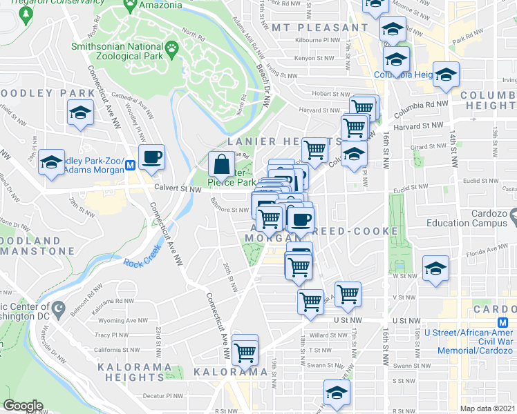 map of restaurants, bars, coffee shops, grocery stores, and more near 101 Independence Avenue Southeast in Washington