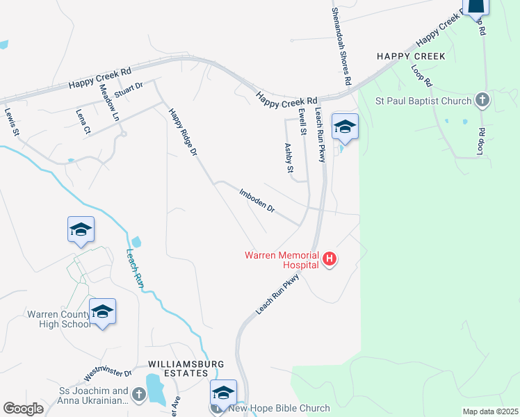 map of restaurants, bars, coffee shops, grocery stores, and more near 1317 Imboden Drive in Front Royal