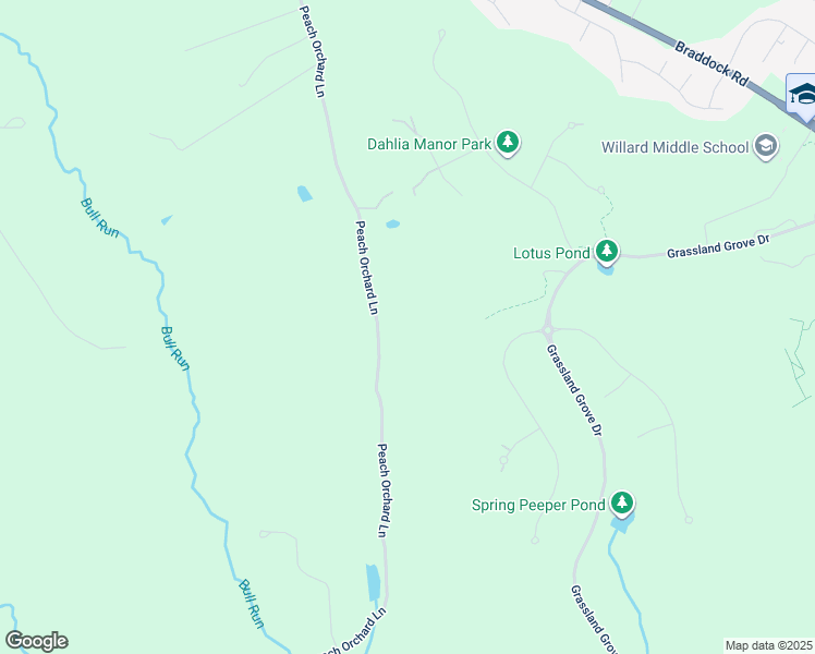 map of restaurants, bars, coffee shops, grocery stores, and more near 25116 Peach Orchard Ln in Aldie
