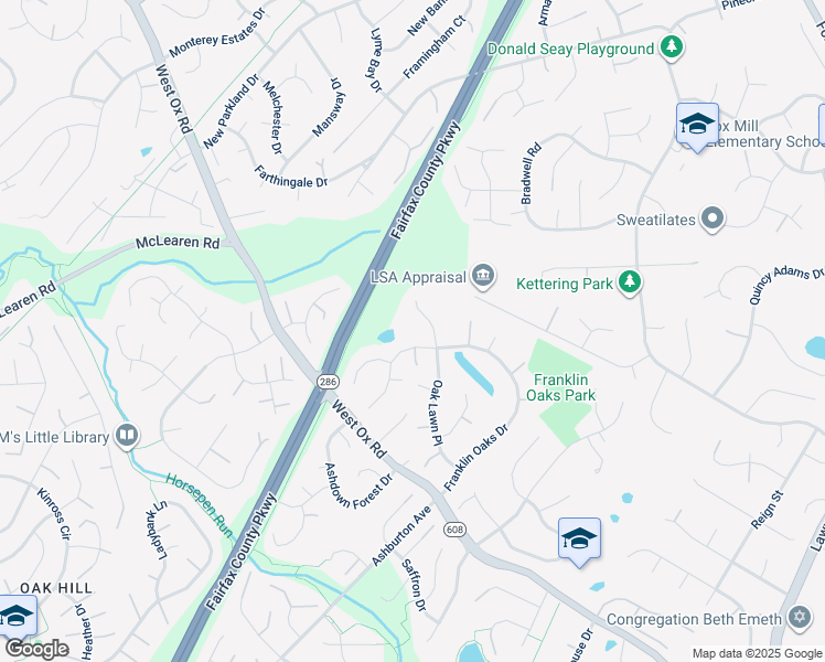 map of restaurants, bars, coffee shops, grocery stores, and more near 2879 Franklin Oaks Drive in Herndon