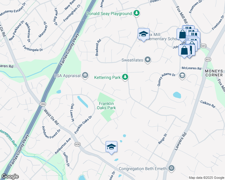 map of restaurants, bars, coffee shops, grocery stores, and more near 2670 Unicorn Court in Herndon