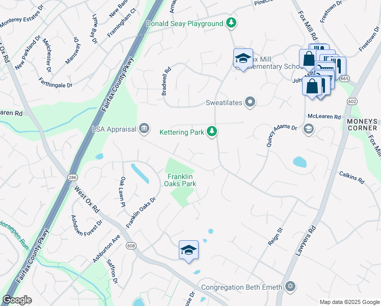 map of restaurants, bars, coffee shops, grocery stores, and more near 2670 Unicorn Court in Herndon