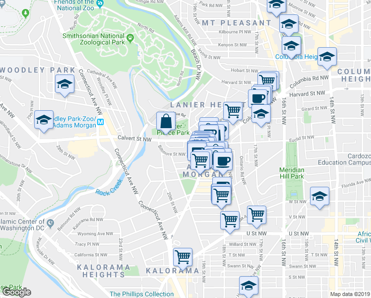 map of restaurants, bars, coffee shops, grocery stores, and more near 101 Independence Avenue Southeast in Washington
