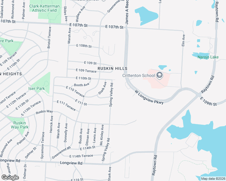 map of restaurants, bars, coffee shops, grocery stores, and more near 11031 Spring Valley Road in Kansas City
