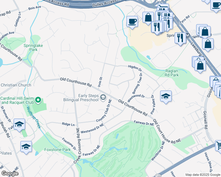 map of restaurants, bars, coffee shops, grocery stores, and more near 1750 Tysons Crest Lane in Vienna