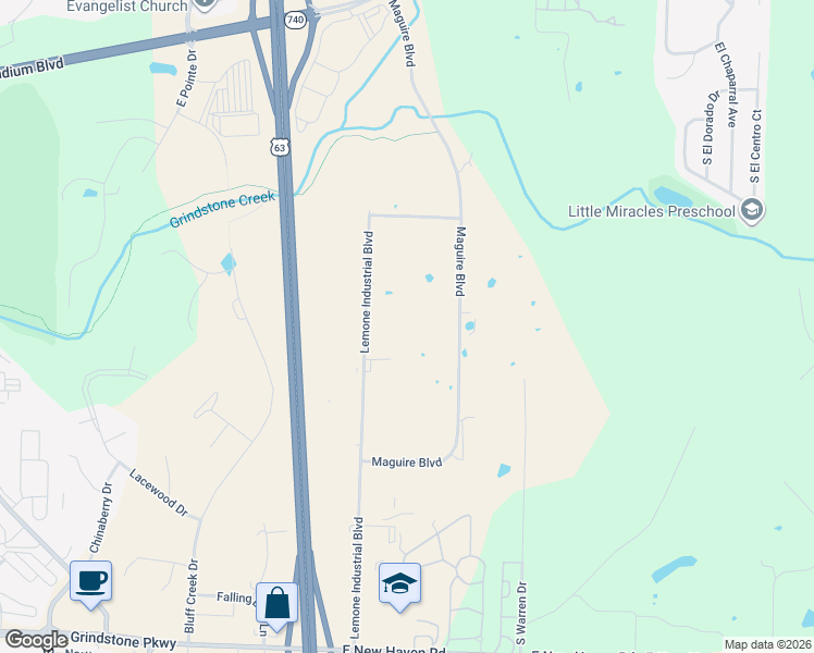 map of restaurants, bars, coffee shops, grocery stores, and more near 2810 Lemone Industrial Boulevard in Columbia