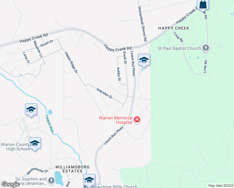 map of restaurants, bars, coffee shops, grocery stores, and more near 1209 Oden Street in Front Royal