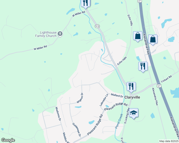map of restaurants, bars, coffee shops, grocery stores, and more near 9927 Man O War Circle in Alexandria