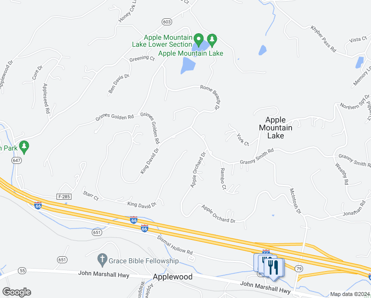 map of restaurants, bars, coffee shops, grocery stores, and more near 1399 King David Drive in Linden