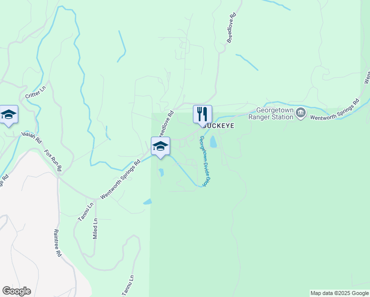 map of restaurants, bars, coffee shops, grocery stores, and more near 7401 Wentworth Springs Road in Georgetown