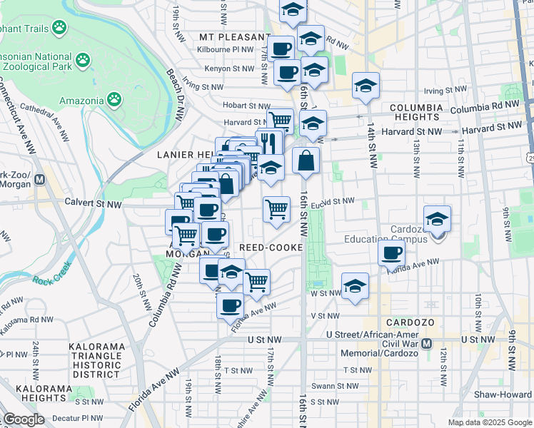 map of restaurants, bars, coffee shops, grocery stores, and more near 101 Independence Avenue Southeast in Washington