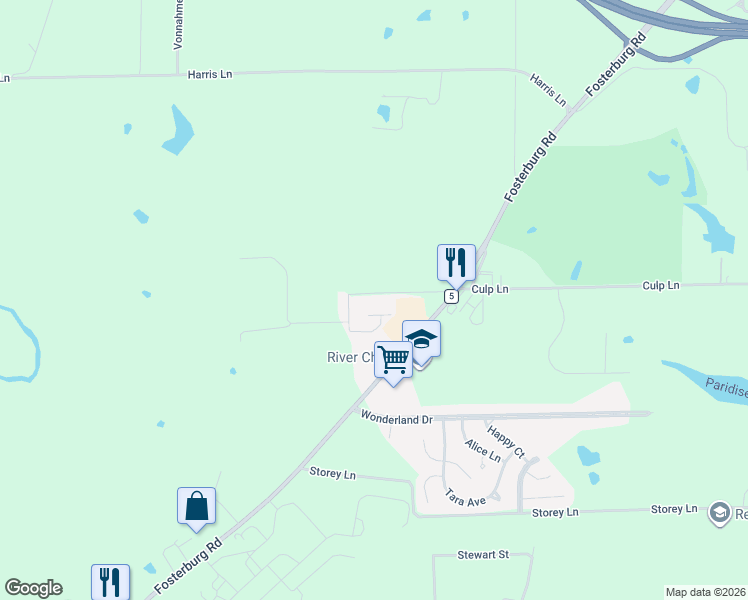 map of restaurants, bars, coffee shops, grocery stores, and more near 4515 Moonlight Way in Alton