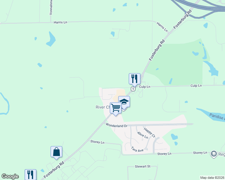 map of restaurants, bars, coffee shops, grocery stores, and more near 4515 Moonlight Way in Alton