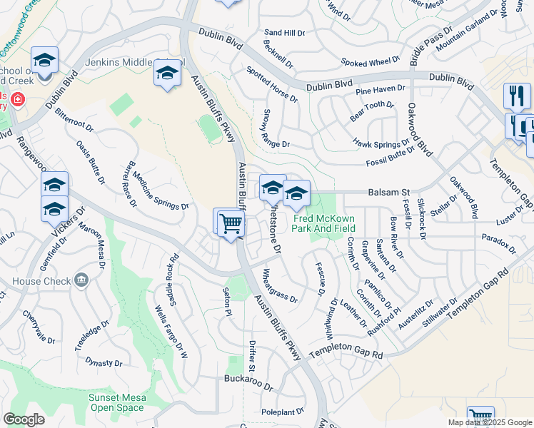 map of restaurants, bars, coffee shops, grocery stores, and more near 6315 Council Point in Colorado Springs