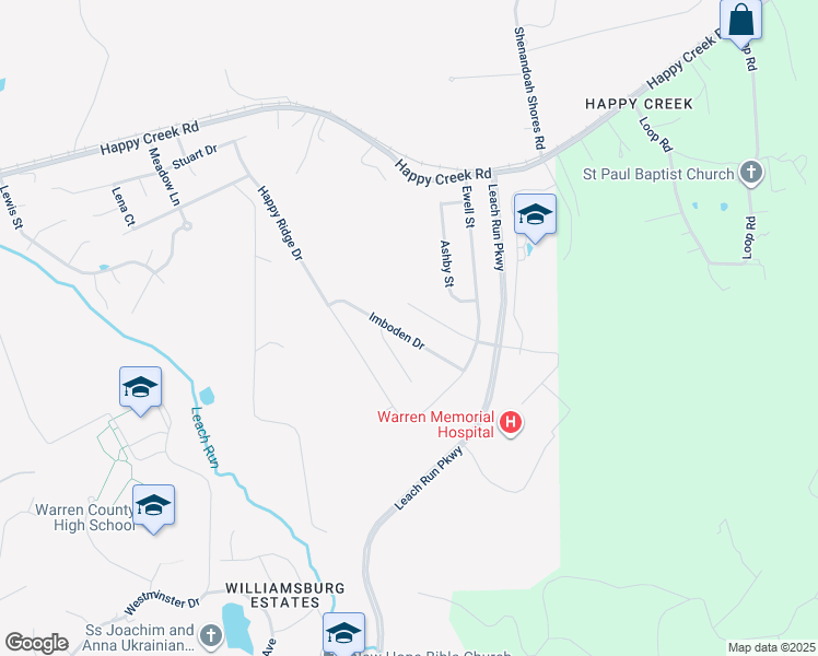 map of restaurants, bars, coffee shops, grocery stores, and more near 1318 Imboden Drive in Front Royal