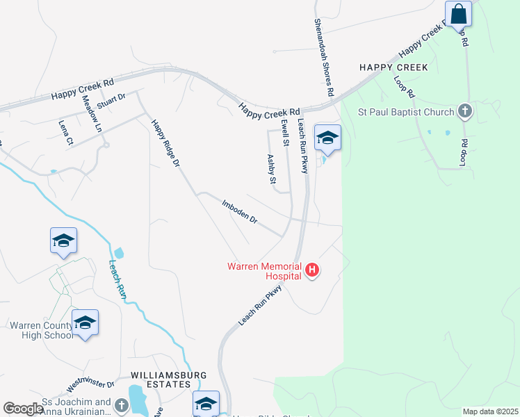 map of restaurants, bars, coffee shops, grocery stores, and more near 1213 Oden Street in Front Royal