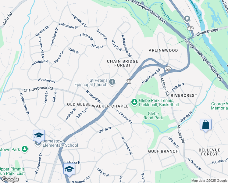map of restaurants, bars, coffee shops, grocery stores, and more near 3845 North Tazewell Street in Arlington