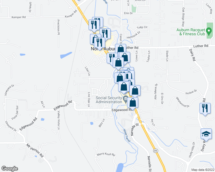 map of restaurants, bars, coffee shops, grocery stores, and more near 127 Marigold Avenue in Auburn