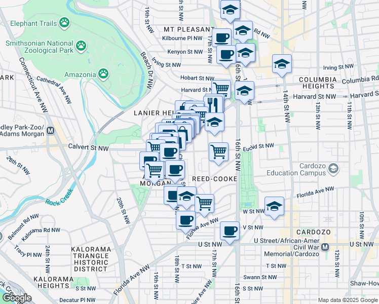 map of restaurants, bars, coffee shops, grocery stores, and more near 101 Independence Avenue Southeast in Washington