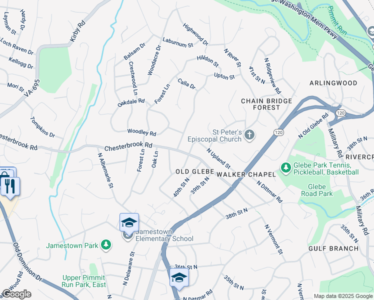 map of restaurants, bars, coffee shops, grocery stores, and more near 5906 Chesterbrook Road in McLean