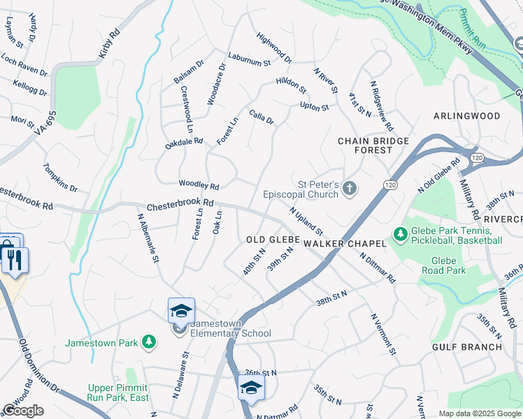 map of restaurants, bars, coffee shops, grocery stores, and more near 5906 Chesterbrook Road in McLean