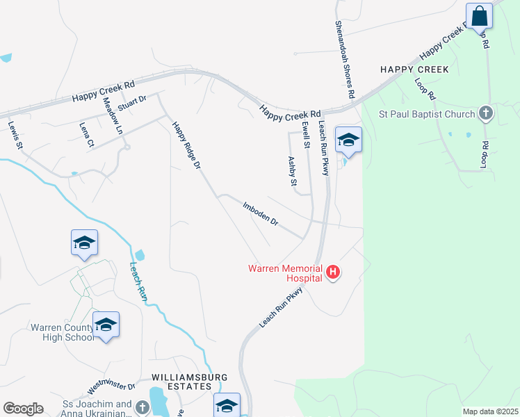 map of restaurants, bars, coffee shops, grocery stores, and more near 1314 Imboden Drive in Front Royal