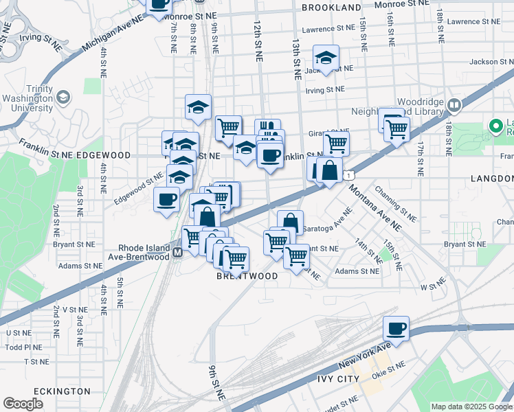map of restaurants, bars, coffee shops, grocery stores, and more near 101 Independence Avenue Southeast in Washington