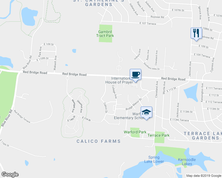 map of restaurants, bars, coffee shops, grocery stores, and more near 11109 College Avenue in Kansas City