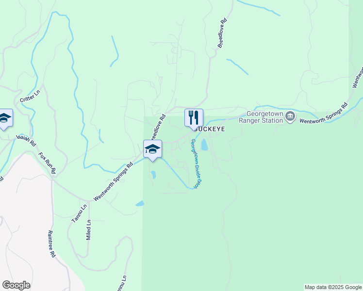 map of restaurants, bars, coffee shops, grocery stores, and more near 7418 Wentworth Springs Road in Georgetown