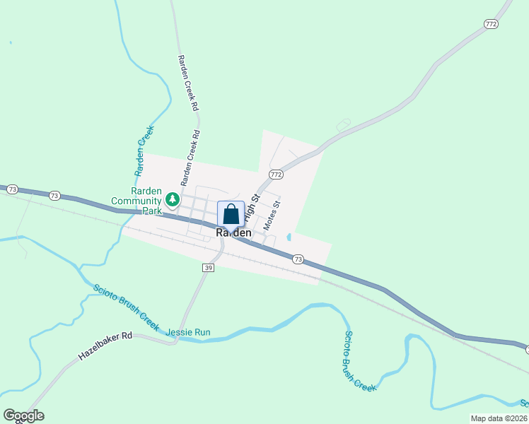 map of restaurants, bars, coffee shops, grocery stores, and more near 10106 Ohio 772 in Rarden