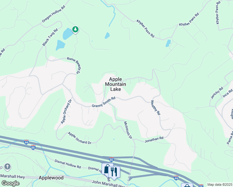 map of restaurants, bars, coffee shops, grocery stores, and more near 483 Granny Smith Road in Linden