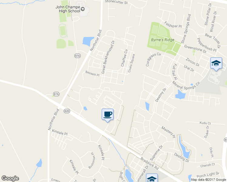map of restaurants, bars, coffee shops, grocery stores, and more near 25057 Prairie Fire Square in Aldie
