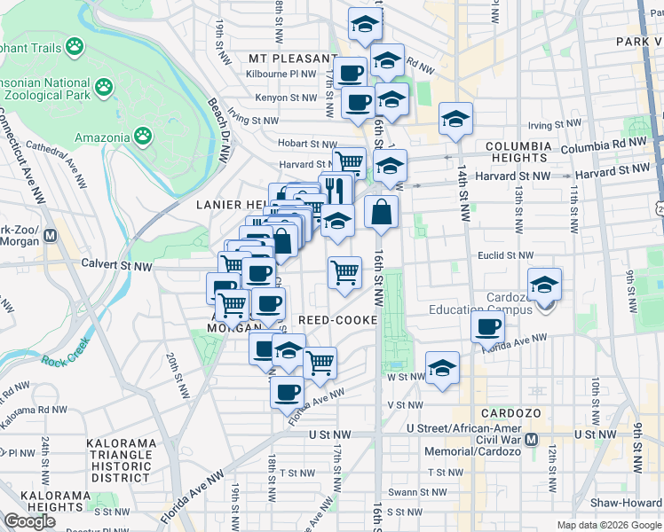 map of restaurants, bars, coffee shops, grocery stores, and more near 101 Independence Avenue Southeast in Washington