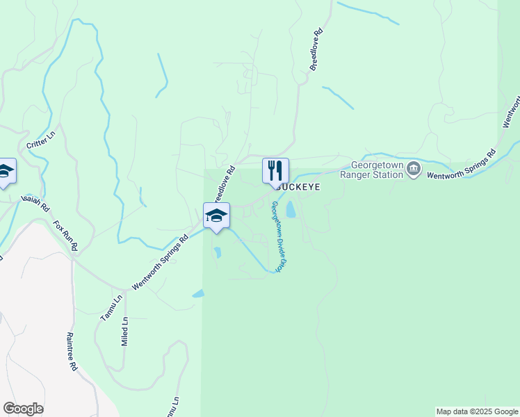 map of restaurants, bars, coffee shops, grocery stores, and more near 7418 Wentworth Springs Road in Georgetown