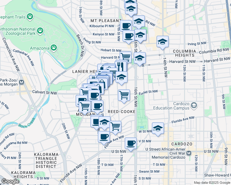 map of restaurants, bars, coffee shops, grocery stores, and more near 101 Independence Avenue Southeast in Washington