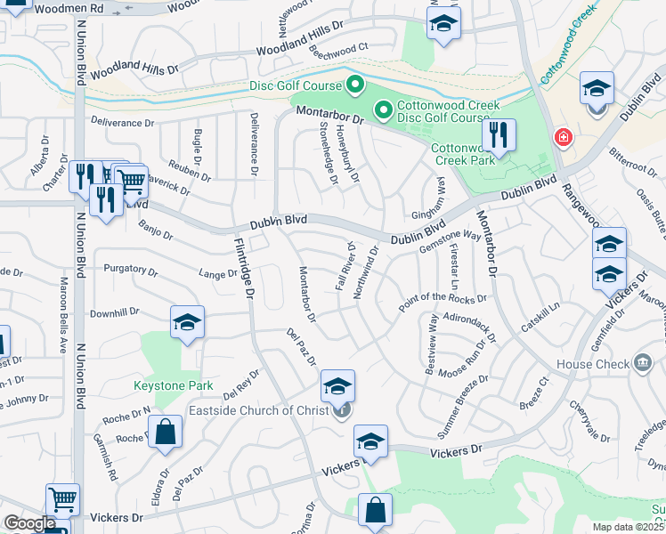 map of restaurants, bars, coffee shops, grocery stores, and more near 3470 Cedarhurst Way in Colorado Springs