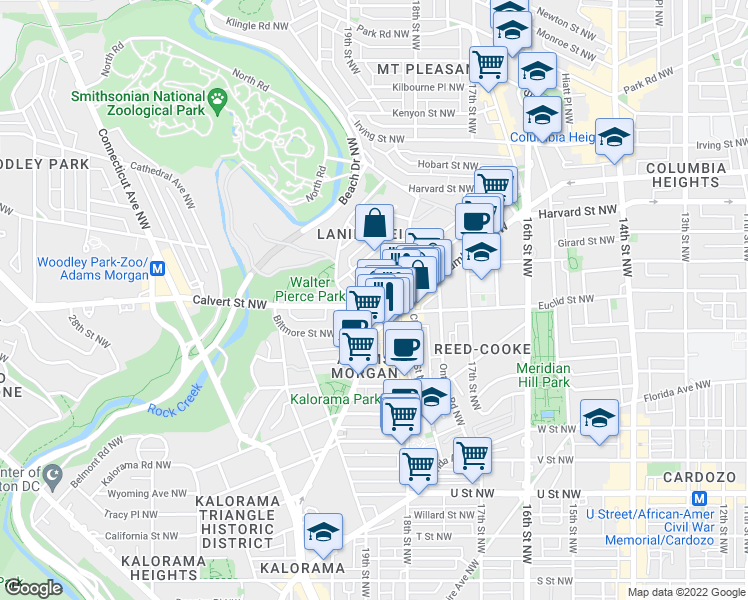 map of restaurants, bars, coffee shops, grocery stores, and more near 101 Independence Avenue Southeast in Washington
