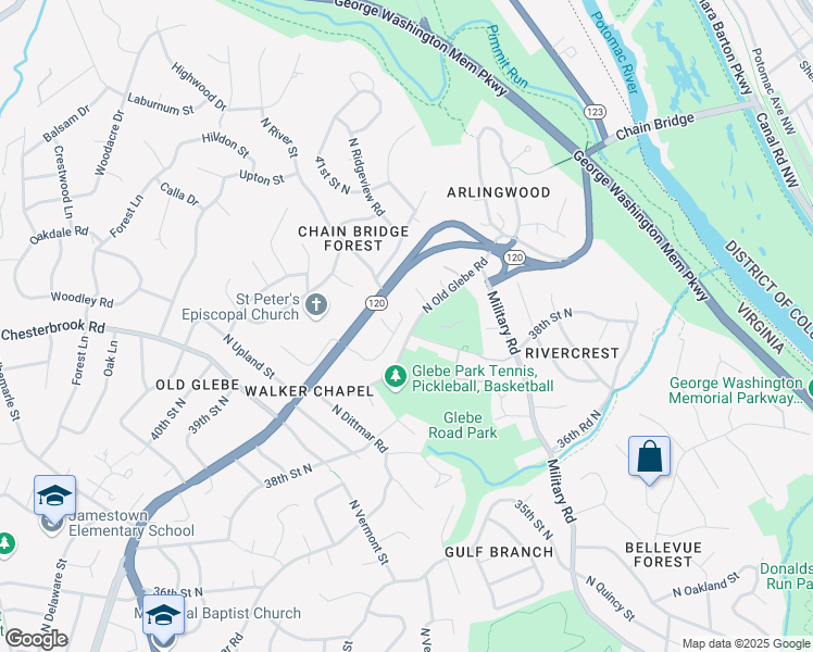 map of restaurants, bars, coffee shops, grocery stores, and more near 3824 North Tazewell Street in Arlington