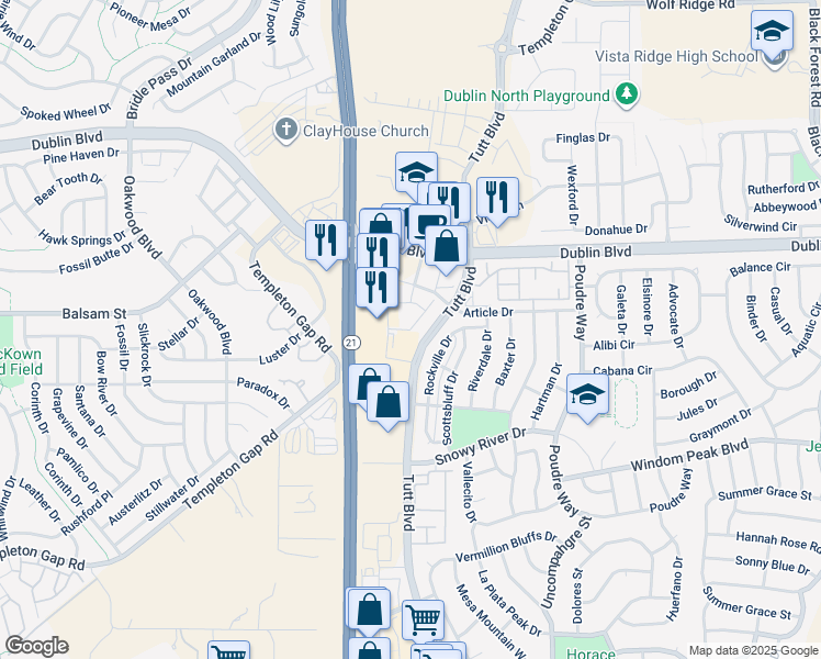 map of restaurants, bars, coffee shops, grocery stores, and more near in Colorado Springs