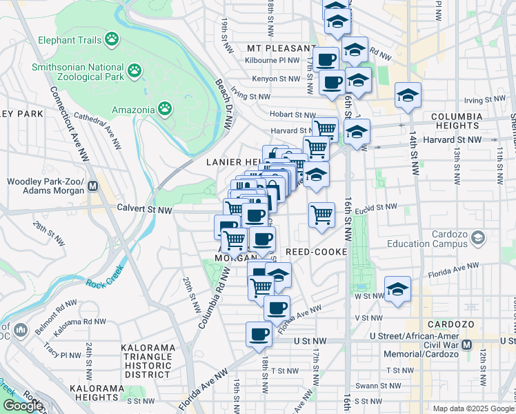map of restaurants, bars, coffee shops, grocery stores, and more near 101 Independence Avenue Southeast in Washington
