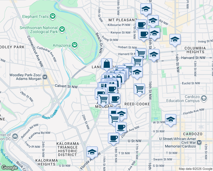 map of restaurants, bars, coffee shops, grocery stores, and more near 101 Independence Avenue Southeast in Washington