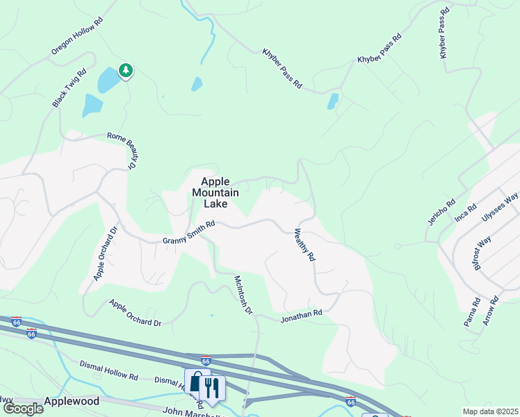 map of restaurants, bars, coffee shops, grocery stores, and more near 645 Granny Smith Road in Linden