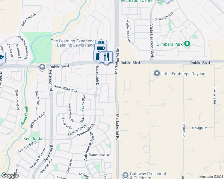 map of restaurants, bars, coffee shops, grocery stores, and more near 7669 Double Barrel Heights in Colorado Springs