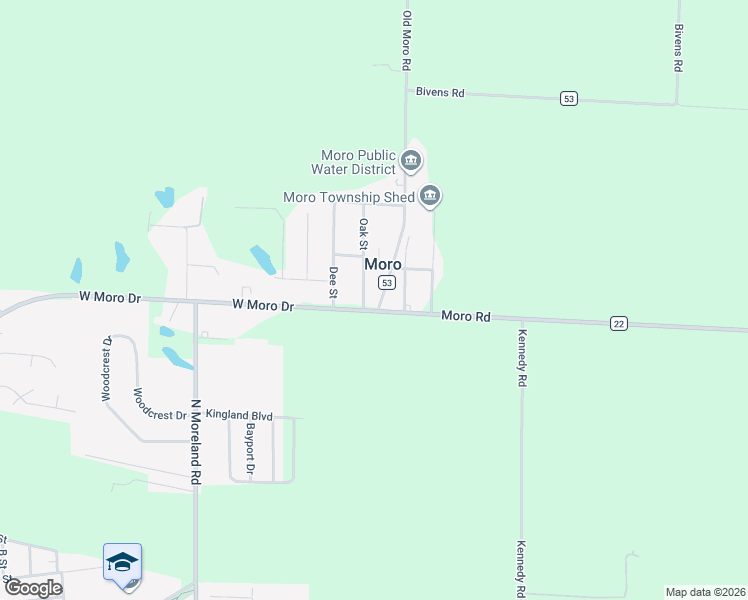 map of restaurants, bars, coffee shops, grocery stores, and more near 9 North Main Street in Moro